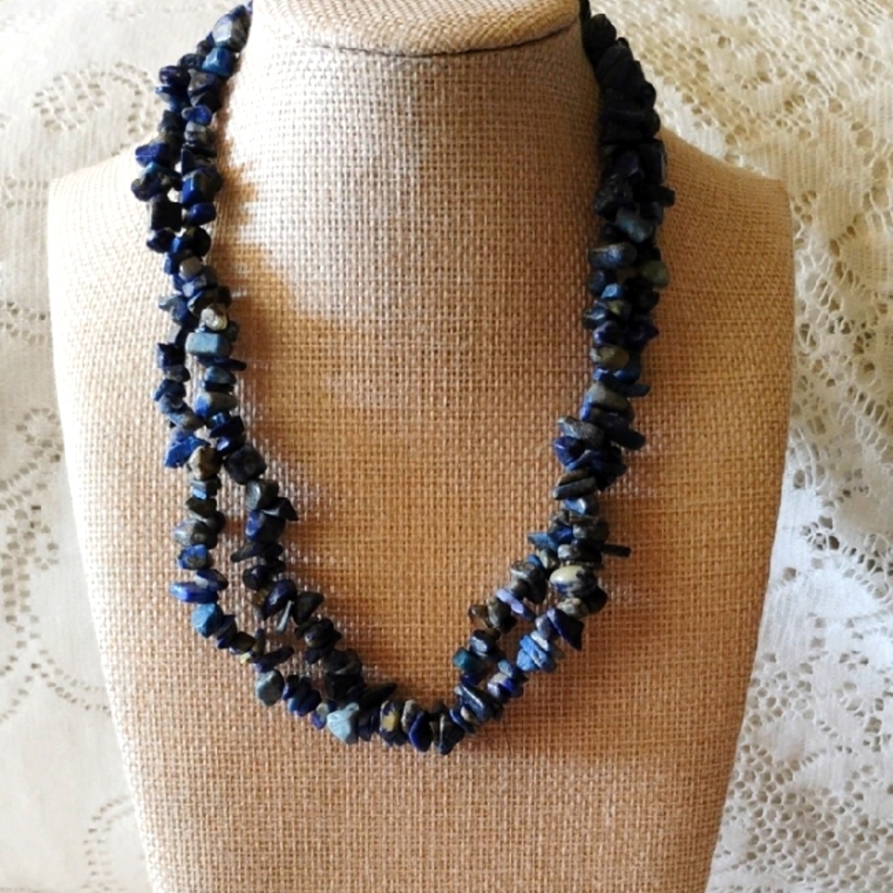 Long Stone beaded Blue necklace